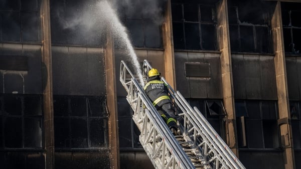 A firefighter at the scene of the blaze