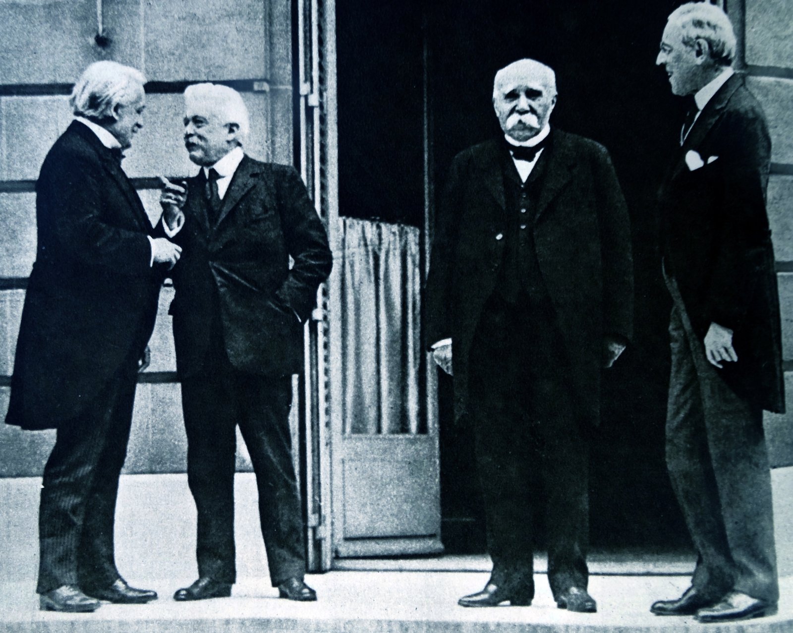 Image - The 'Big Four' winners of the Great War: British Prime Minister David Lloyd-George, Italian Prime Minister Vittorio Orlando, French Prime Minister Georges Clemenceau, and US President Woodrow Wilson (Credit: Getty Images)