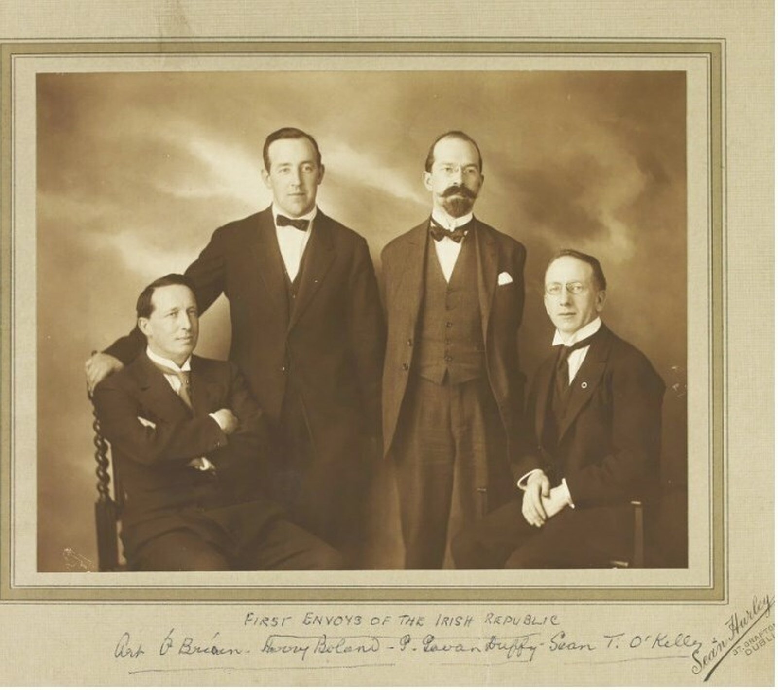 Image - The very first envoys of the Irish Republic , 1919: Art Ó Brien, Harry Boland, George Gavan Duffy and Sean T O'Kelly (Credit: HE:W.204 © National Museum of Ireland)
