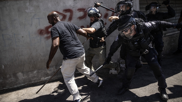 Eritrean asylum seekers clash with Israeli police in Tel Aviv, Israel, yesterday