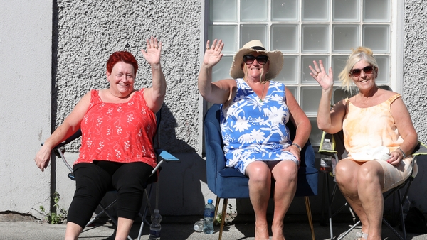 Veronica Heapes, Kathleen Maguire and Caroline McCabe enjoying the sun in Dublin yesterday