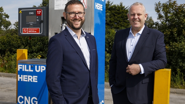 Brian Connolly, Senior Fuels Manager at Circle K Ireland and Barry Murphy, Commercial Director of Flogas Enterprise join forces to offer 'BioCNG' to HGV users