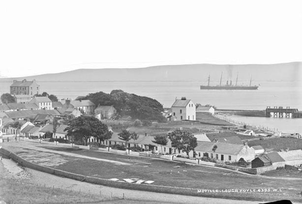 A view over Lough Foyle and the village of Moville, where the District Court which heard the case over fishing rights is based. Photo: National Library of Ireland, L_CAB_06395