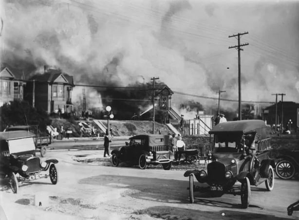 Shuttuck Avenue and Francisco Street in Berkeley on Sept. 17, 1923, the day the fire broke out Photo: East Bay Times