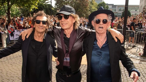Ronnie Wood, Mick Jagger and Keith Richards at the launch of Hackney Diamonds in London last week