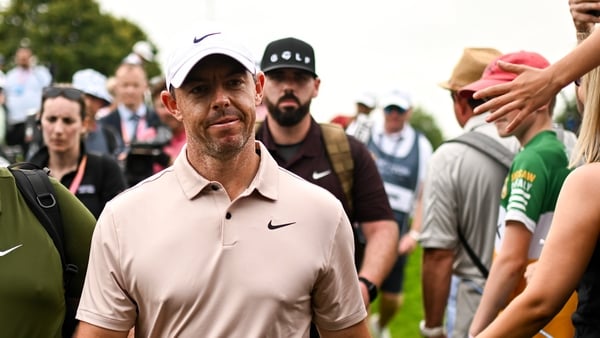 Rory McIlroy walks off the ninth green during day one of the Irish Open