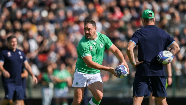 Rob Herring during an Ireland rugby open training session at Stade Vallée du Cher