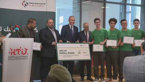 The overall winners of the competition were awarded their prizes by the Tánaiste at Hussein Technological University