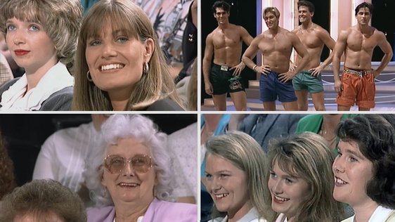 Members of 'The Late Late Show' audience react to a performance by the Chippendales, 1993.