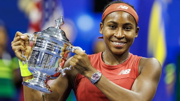 Coco Gauff with the US Open trophy