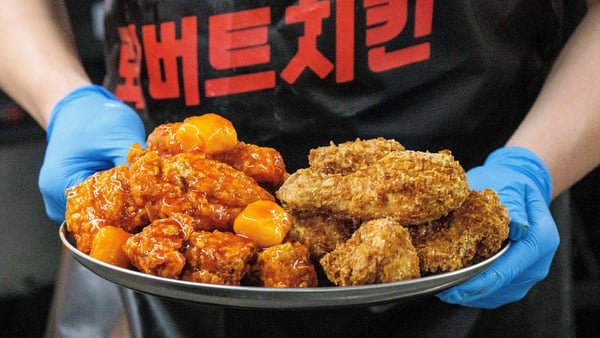 Fried chicken that was cooked by a robot, at a Robert Chicken restaurant in Seoul, South Korea