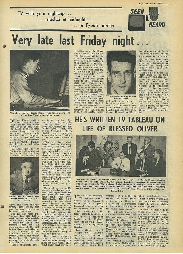 RTÉ Guide, 13 July 1962 - Late Late Show