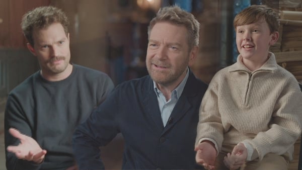 (L-R) Jamie Dornan, Kenneth Branagh and Jude Hill - A Haunting in Venice is in cinemas from Friday 15 September