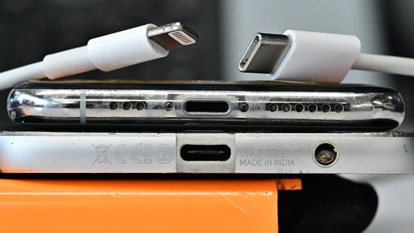 Apple begrudgingly replaced its own Lightning connection (left) with USB-C (right) on its latest iPhone