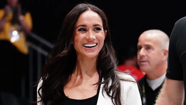 Meghan wore an ivory cardigan with cream shorts to attend the Invictus Games (Jordan Pettit/PA)