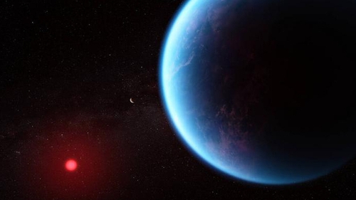 'The chances of life on exoplanet K2-18b are low but not impossible.' Credits: Illustration: NASA, CSA, ESA, J. Olmsted (STScI), Science: N. Madhusudhan (Cambridge University)