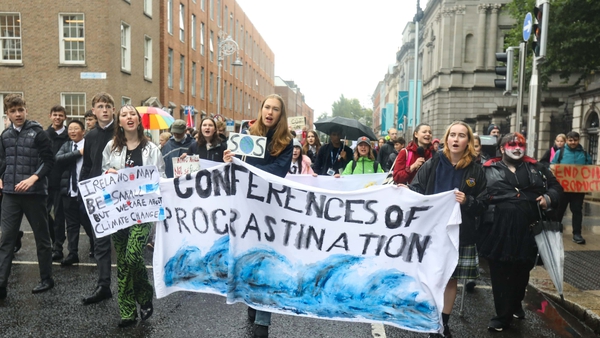 Activists gathered at Grand Canal Dock station before marching to Kildare Street (Pic: RollingNews.ie)
