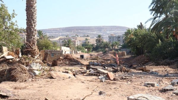 A view of a devastated area after the floods caused by the Storm Daniel ravaged the region in Derna