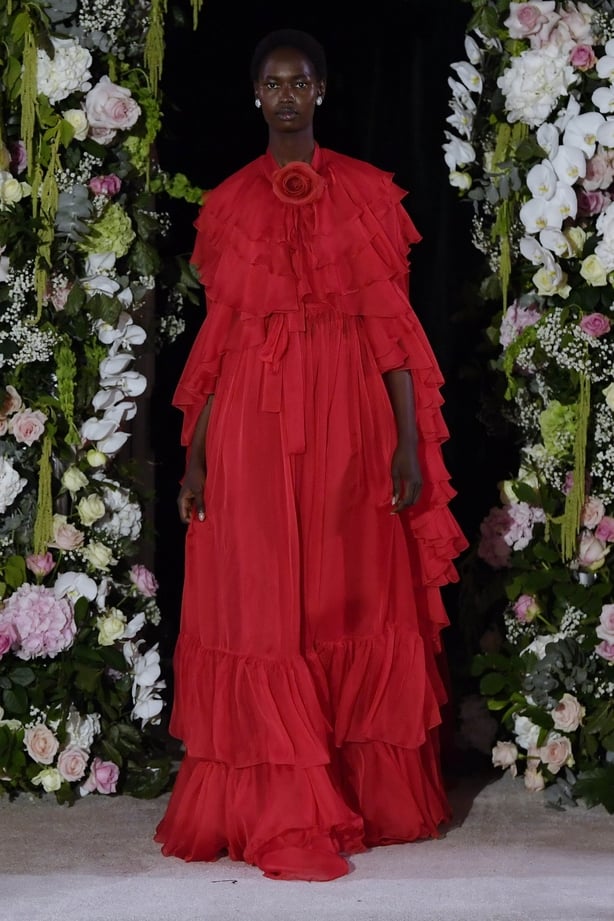A model walks the runway during the Richard Quinn Ready to Wear Spring/Summer 2024 fashion show