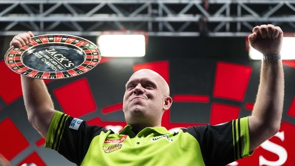 Michael van Gerwen salutes the crowd