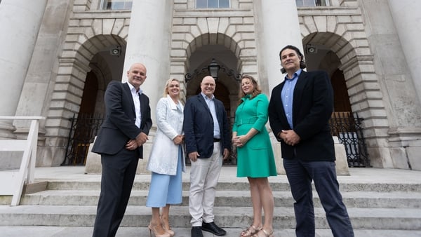 Professor Laurent Muzellec, Dean of Trinity Business School; Nessa McEniff, Director of Learnovate; Dr Daniel Malan, founder of IntegrityIQ, Michelle Olmstead, Trinity Innovation & Enterprise and Tom Pollock, Commercialisation Manager of Learnovate