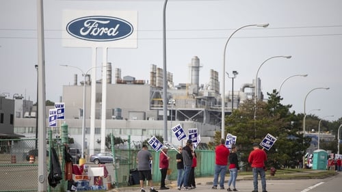 United Auto Workers picket outside Ford's Michigan Assembly Plant