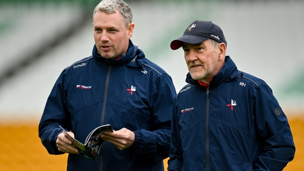 Mickey Harte (R) and his assistant manager Gavin Devlin have swapped Louth for Derry