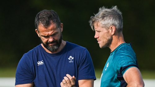 Ireland head coach Andy Farrell (L) and defence coach Simon Easterby (R)