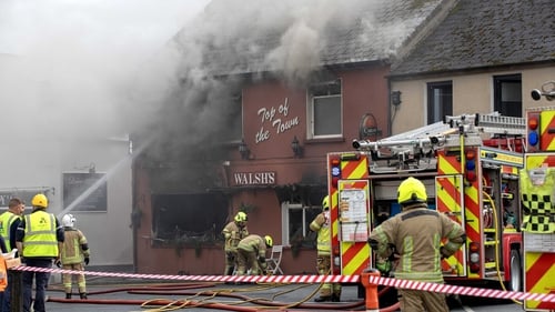 Fire units tackle flames at Walsh's Top of the Town bar in Killaloe (Pic: Press22)