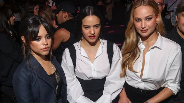Jenna Ortega, Rosalia, and Jennifer Lawrence attended the Dior catwalk show (Vianney Le Caer/AP)