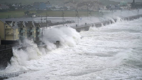 Waves at high tide in Tramore, Co Waterford as Storm Agnes swept over the country