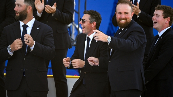 Shane Lowry and Rory McIlroy getting into the swing of things at the Ryder Cup opening ceremony