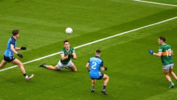 Kerry's David Clifford gets a hand-pass away during the All-Ireland final against Dublin