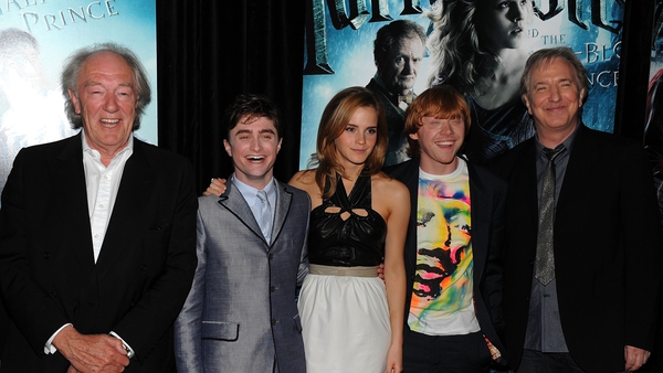 Michael Gambon with his Harry Potter co-stars Daniel Radcliffe, Emma Watson, Rupert Grint and Alan Rickman in 2009