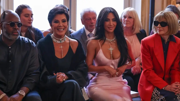 Kris Jenner, Kim Kardashian and Anna Wintour sitting on the front row at Victoria Beckham SS24 (Vianney Le Caer/AP)