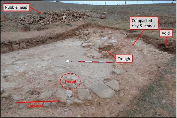 Excavated structure interpreted as a sweathouse. Photo: Susan Arthure.