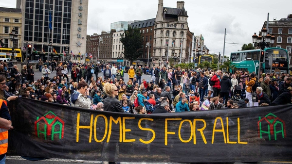 Housing protestors in Dublin city centre in September 2018. Photo: Benoit Daoust/Shutterstock