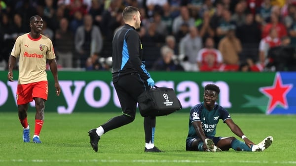 Bukayo Saka was forced off after 34 minutes