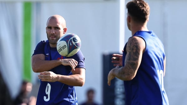 Maxime Lucu (l) at training on Monday