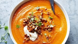 Sweet Potato Soup with Chickpeas and Coconut