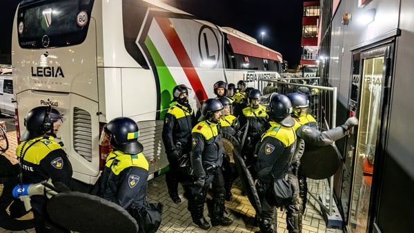 The Legia Warsaw team bus was stopped and two players taken off and arrested by Dutch police