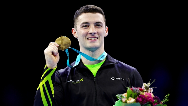 Rhys McClenaghan with his gold medal in Antwerp