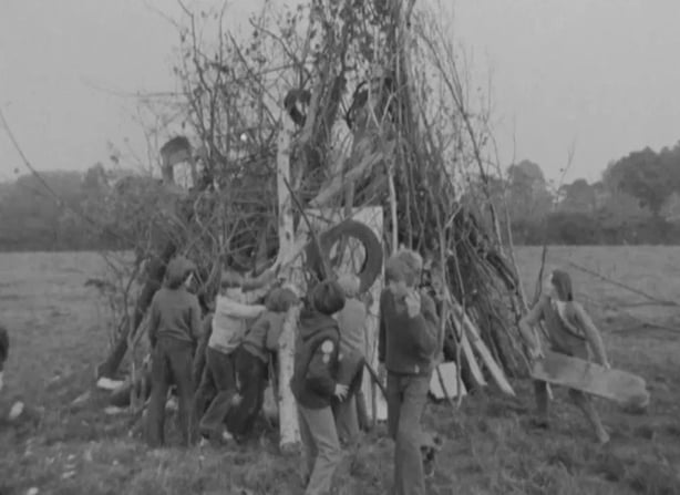 Building a Halloween Bonfire, 1973
