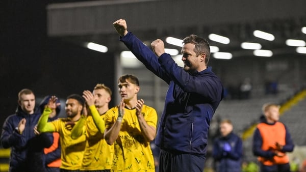 St Pat's boss Jon Daly celebrates his side's 2-0 win over Bohemians on Friday night