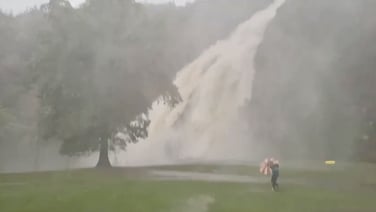 Heavy rainfall in Wicklow has resulted in a spectacular flow at Powerscourt Waterfall.