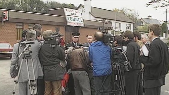 Press conference outside the Rising Sun pub in Greysteel, County Derry (1993_