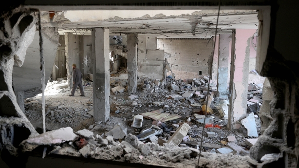 A citizen is seen inside the Al-Ansar Mosque in Jenin, which was damaged in an air strike on October 22 (Getty Images)