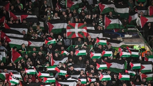 Celtic Fans Defy Club And Display Palestine Flags