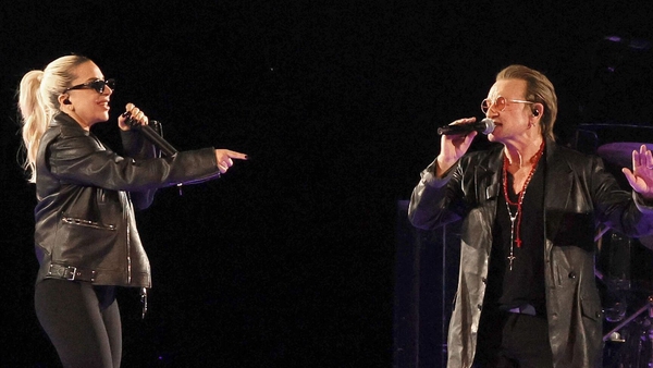 Gaga and Bono on stage on Wednesday night