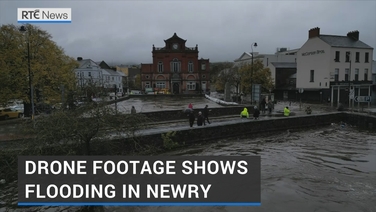 Drone footage shows flooding in Newry
